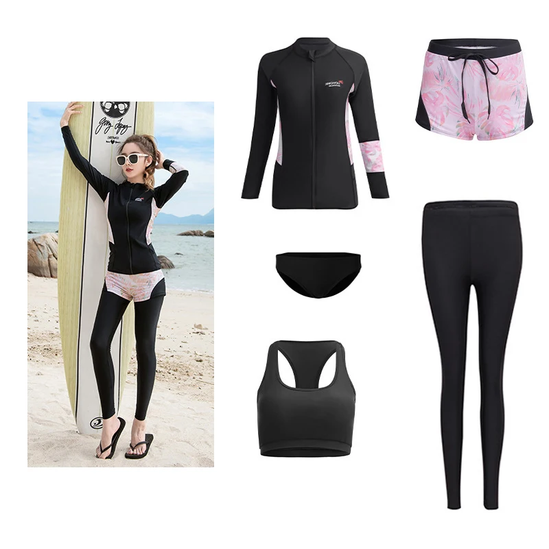 Women's 5pcs/set Rash Guards Swimsuit Tops & Bottoms Full Body Sports Suit Yoga Gym Fitness Exercise Clothes Jogging Tracksuits
Women's 5pcs/set Rash Guards Swimsuit Tops & Bottoms Full Body Sports Suit Yoga Gym Fitness Exercise Clothes Jogging Tracksuits