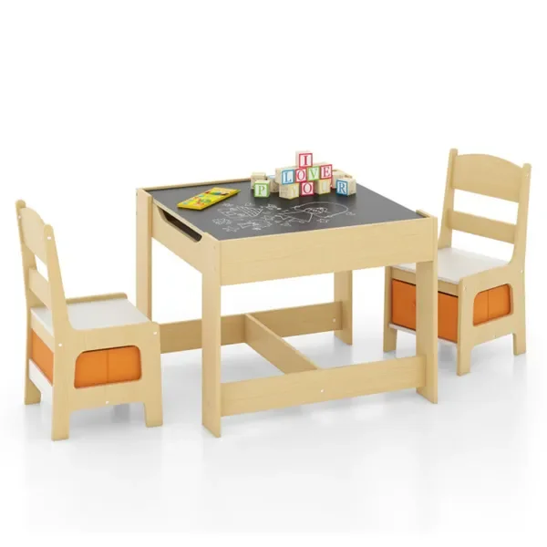 2-in-1 Kids Activity Table And Chairs Set, Double-Sided Whiteboard & Blackboard, With Hidden Storage For 3-7 Years Old
2-in-1 Kids Activity Table And Chairs Set, Double-Sided Whiteboard & Blackboard, With Hidden Storage For 3-7 Years Old