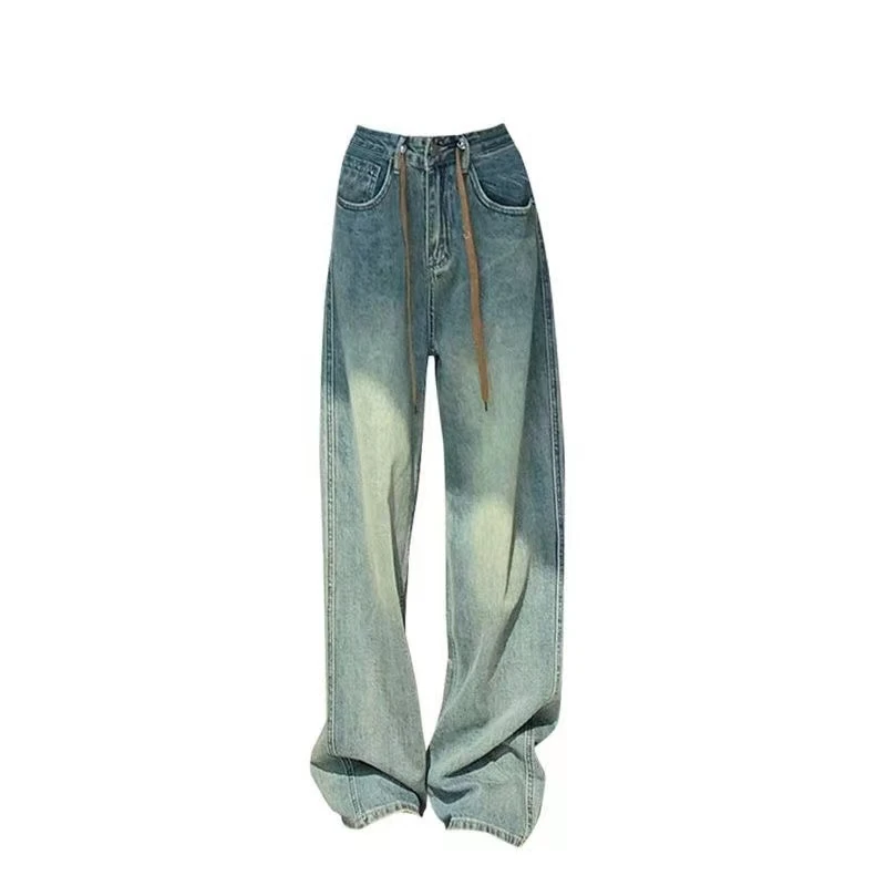 Women's Spring Autumn Fashion Drawstring Retro Tie Dyed Denim Korean Versatile Casual Straight Leg Pants Wide Leg Mop Pants
Women's Spring Autumn Fashion Drawstring Retro Tie Dyed Denim Korean Versatile Casual Straight Leg Pants Wide Leg Mop Pants