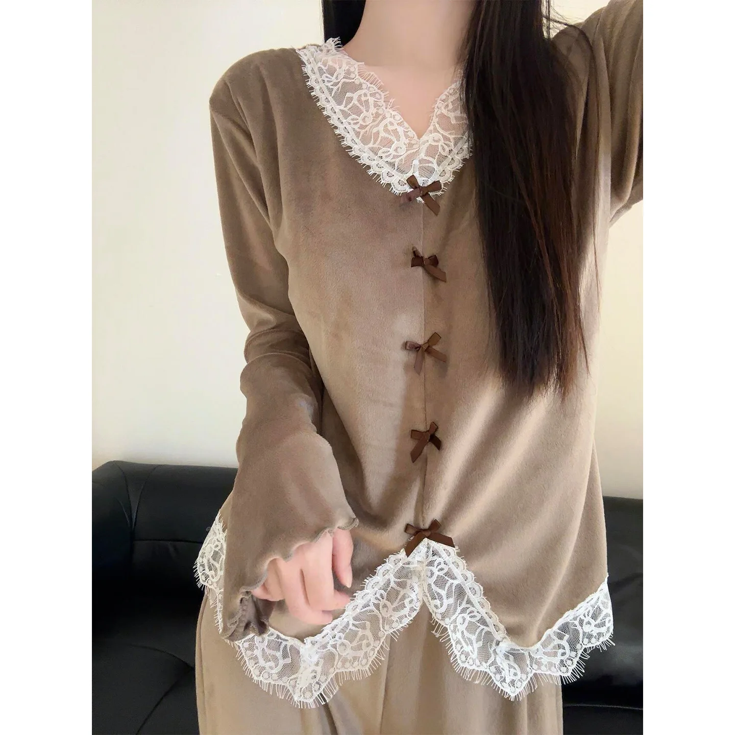 PJs Set Lace with chest cushion Women's pajama set Women's warm winter pajamas Fashionable home clothes, pajamas Cute pajama set
PJs Set Lace with chest cushion Women's pajama set Women's warm winter pajamas Fashionable home clothes, pajamas Cute pajama set