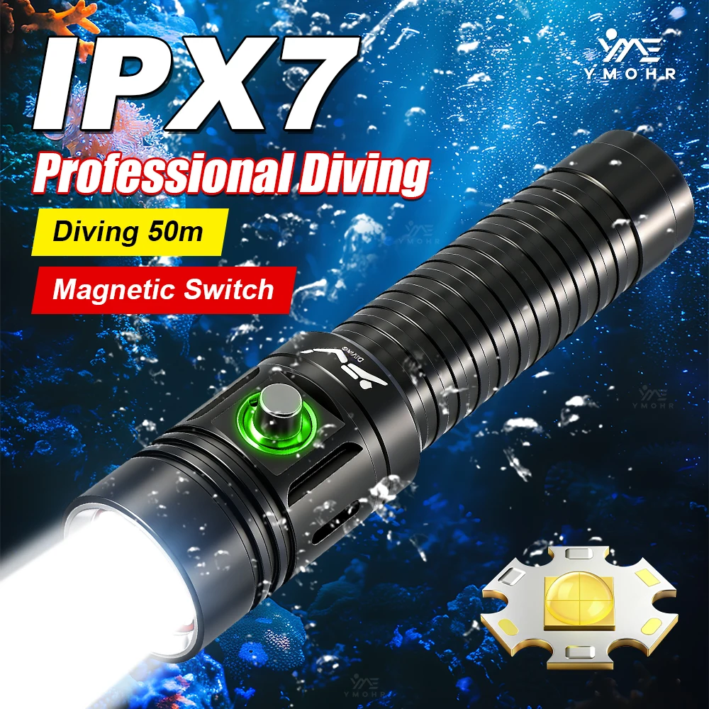IPX7 Diving Flashlight Rechagable Waterproof Flashlights Professional Flash Light 18650 Battery Lantern Underwater Diving Torch
IPX7 Diving Flashlight Rechagable Waterproof Flashlights Professional Flash Light 18650 Battery Lantern Underwater Diving Torch