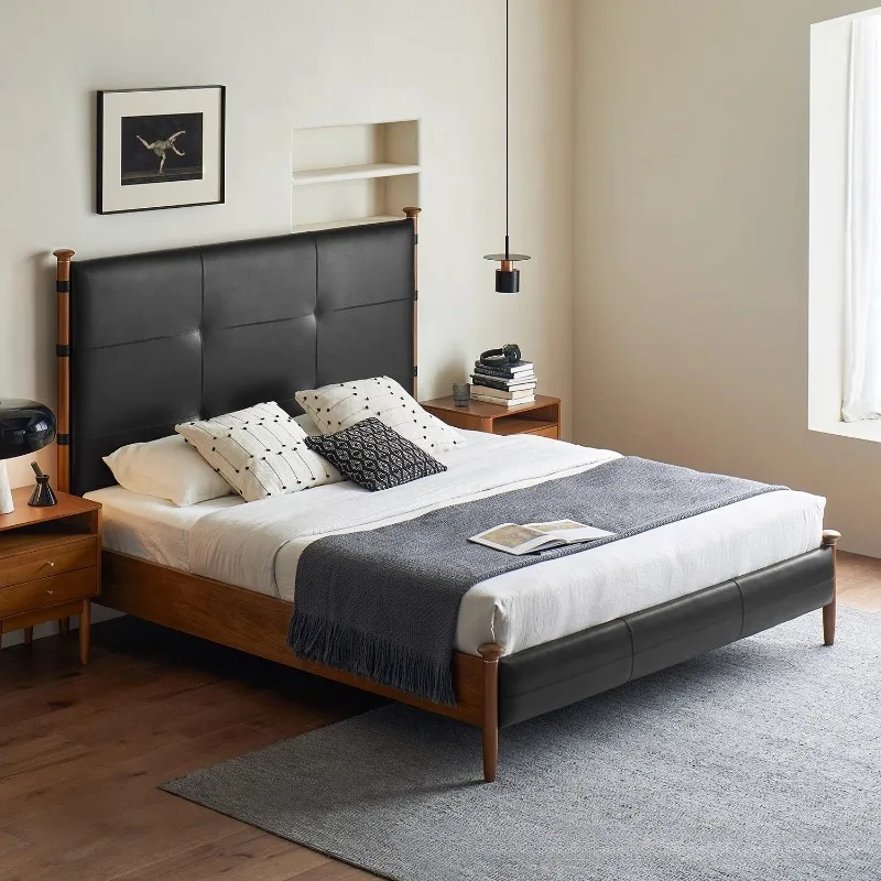 Black retro leather, master bedroom solid wood, French medieval, Nordic simplicity, double bed
Black retro leather, master bedroom solid wood, French medieval, Nordic simplicity, double bed