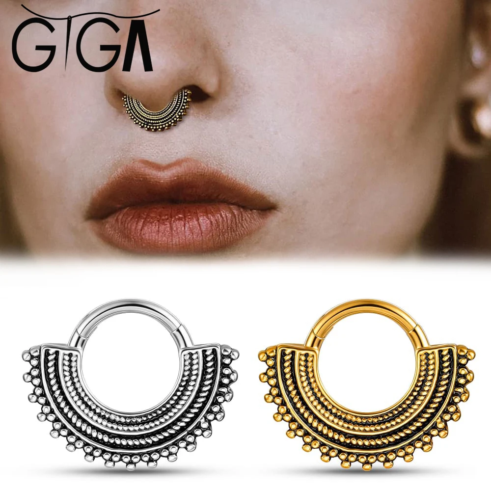 Giga 1PC Semicircle Vintage Nose Rings Hinged Septum Earrings Stainless Steel Cartilage Tragus Helix Hoop Women Piercing Jewelry
Giga 1PC Semicircle Vintage Nose Rings Hinged Septum Earrings Stainless Steel Cartilage Tragus Helix Hoop Women Piercing Jewelry