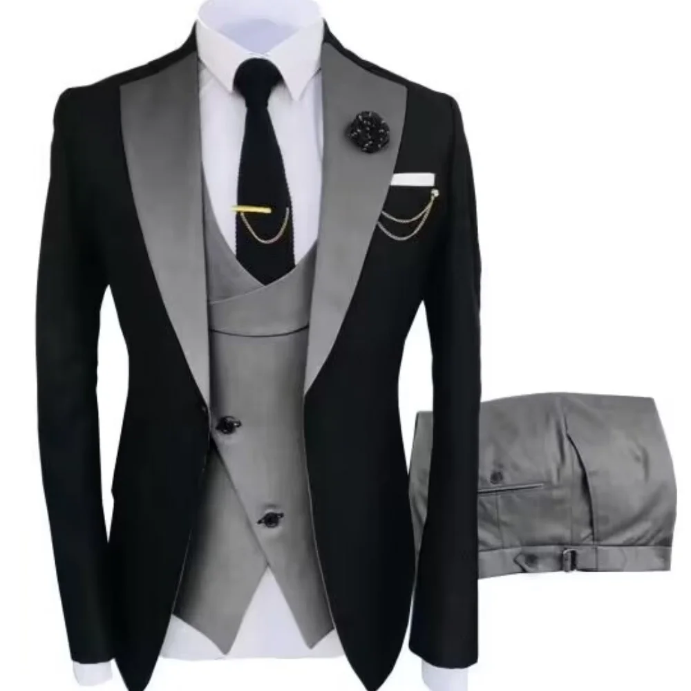 Latest Solid Formal Men's Wedding Suit Slim Fit Elegant Groom Tuxedos Business Party Suits 3 Pieces Sets (Jacket+Vest+Pants)
Latest Solid Formal Men's Wedding Suit Slim Fit Elegant Groom Tuxedos Business Party Suits 3 Pieces Sets (Jacket+Vest+Pants)