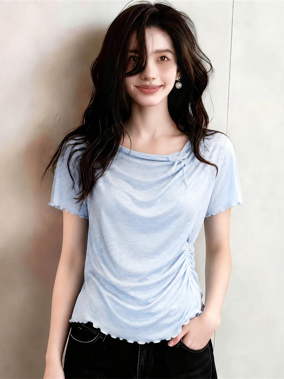 Elegant Korean Style Age-Defying Summer Top Women's Casual White- Shirt Commute Fashion Straight Cut Short Sleeve
Elegant Korean Style Age-Defying Summer Top Women's Casual White- Shirt Commute Fashion Straight Cut Short Sleeve