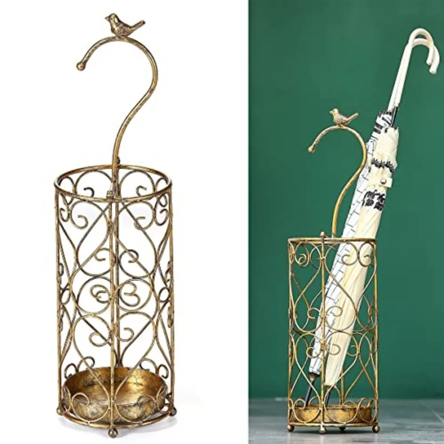 Umbrella Rack Stand, Umbrella Rack for Entryway, Canes Walking Sticks, Cast Iron Bird Handle and Drip Tray Antique Gold
Umbrella Rack Stand, Umbrella Rack for Entryway, Canes Walking Sticks, Cast Iron Bird Handle and Drip Tray Antique Gold