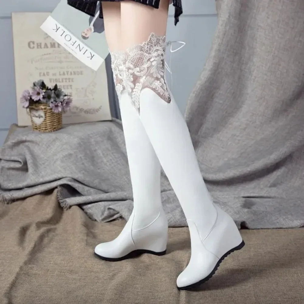 Winter The New Fashion Round Head Increase Within Over The Knee Boots Lace Sexy Plus Velvet Keep Warm High Heel Women Boots
Winter The New Fashion Round Head Increase Within Over The Knee Boots Lace Sexy Plus Velvet Keep Warm High Heel Women Boots