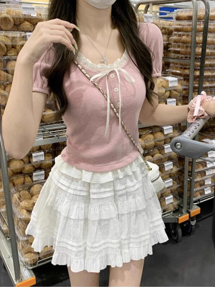 Anti-Aging Lace Top Skirt Set Women's Summer New Style Two-Piece round Neck Short Sleeve Fashionable Ensemble Casual Wear
Anti-Aging Lace Top Skirt Set Women's Summer New Style Two-Piece round Neck Short Sleeve Fashionable Ensemble Casual Wear