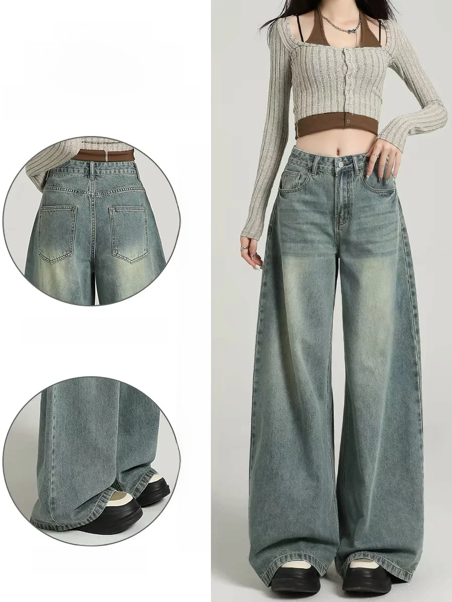 Retro A-Line Wide Leg Denim Jeans Women's Spring Summer Thin Loose Comfortable Lazy Draping American Style Floor-Length Pants
Retro A-Line Wide Leg Denim Jeans Women's Spring Summer Thin Loose Comfortable Lazy Draping American Style Floor-Length Pants