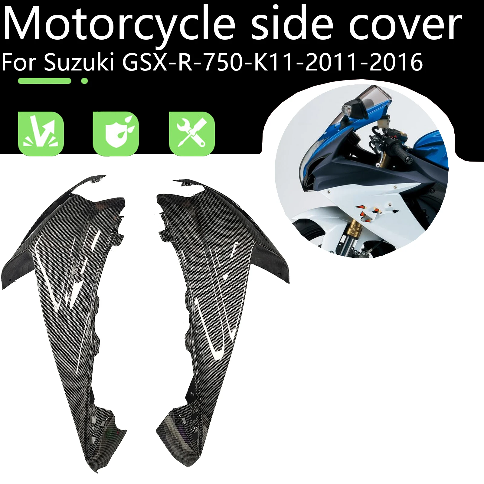 For Suzuki GSXR750 GSXR-750 K11 2011 2012 2013 2014 2015 2016 motorcycle front headlight cover front side cover side panel
For Suzuki GSXR750 GSXR-750 K11 2011 2012 2013 2014 2015 2016 motorcycle front headlight cover front side cover side panel