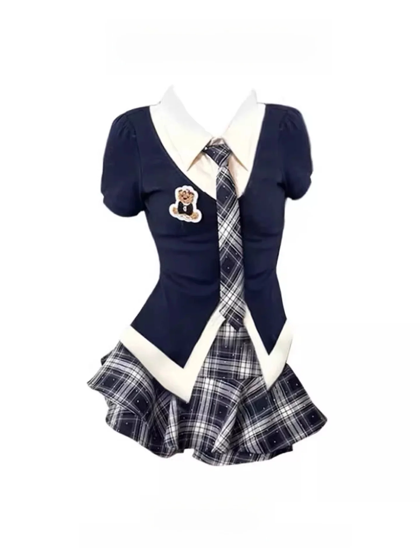 Summer Korean Style JK Uniform Plaid Short Sleeve Set Women's High Waist Skirt Breathable Fashion Ensemble Casual Sporty
Summer Korean Style JK Uniform Plaid Short Sleeve Set Women's High Waist Skirt Breathable Fashion Ensemble Casual Sporty