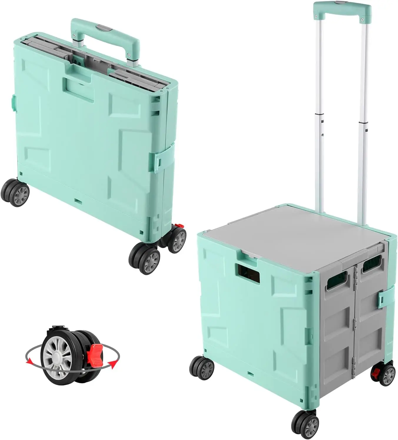 Foldable Utility Cart with 4 Rotate Wheels, Telescoping Handle & Collapsible Lid for Travel Shopping Moving Office
Foldable Utility Cart with 4 Rotate Wheels, Telescoping Handle & Collapsible Lid for Travel Shopping Moving Office