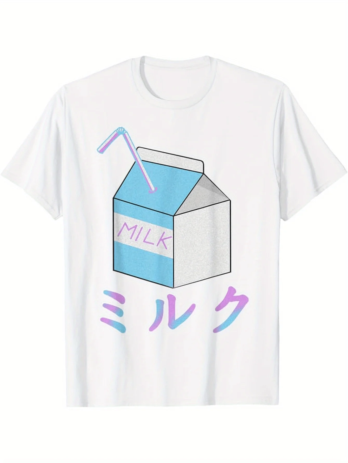 Men's Retro 80s Vaporwave T-Shirt - Japanese Anime Milk Carton Graphic Tee with Neon Pink & Blue Lettering
Men's Retro 80s Vaporwave T-Shirt - Japanese Anime Milk Carton Graphic Tee with Neon Pink & Blue Lettering