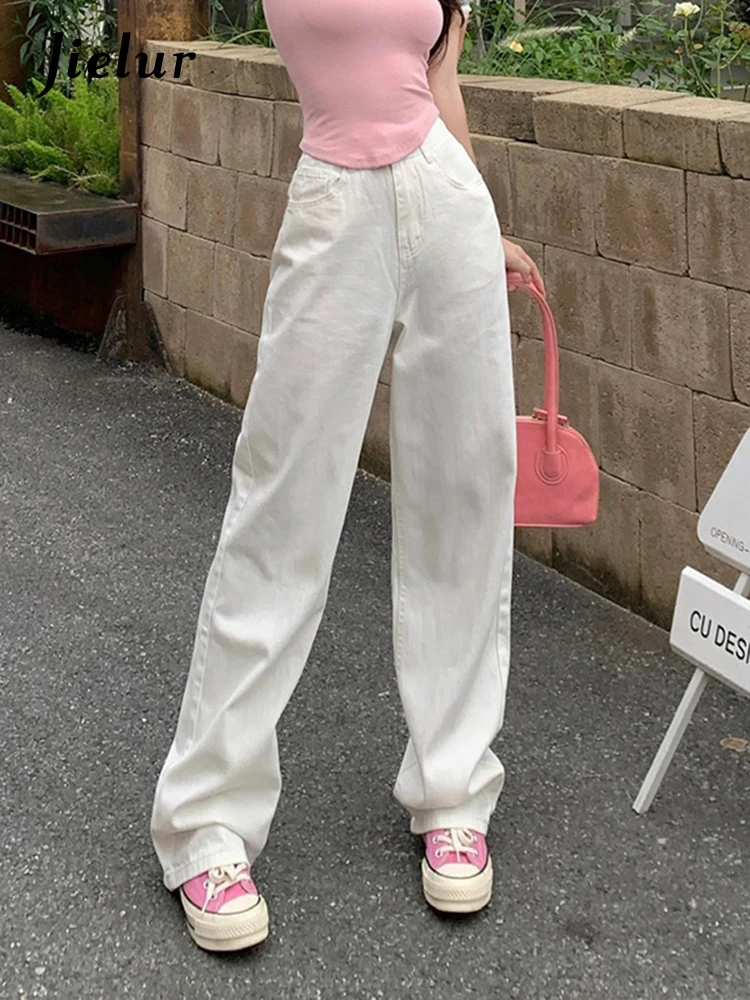 Jielur White High Waist Slim Female Jeans Slim Full Length Solid Color Simple Fashion Women Wide Leg Pants Casual Office Ladies
Jielur White High Waist Slim Female Jeans Slim Full Length Solid Color Simple Fashion Women Wide Leg Pants Casual Office Ladies