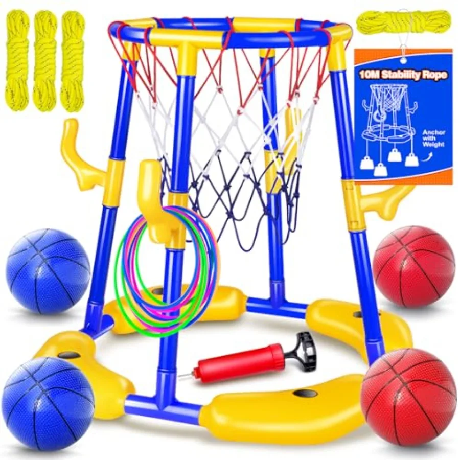 Pool Basketball Hoop Floating with Anti-Tip and Anti-Drift Design, Basketball and Ring Toss Pool Toys for Ages 4-8, 8-12, Summe
Pool Basketball Hoop Floating with Anti-Tip and Anti-Drift Design, Basketball and Ring Toss Pool Toys for Ages 4-8, 8-12, Summe
