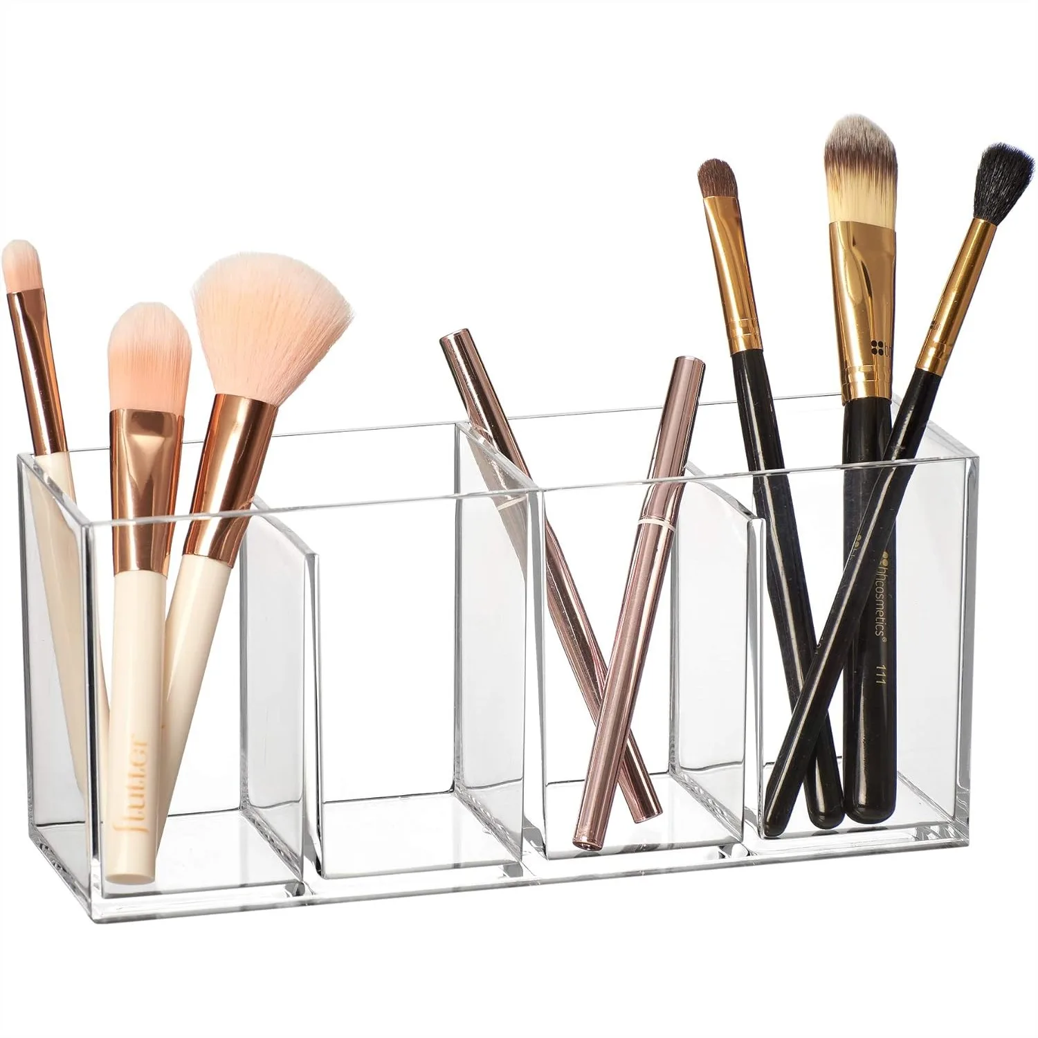 Acrylic Makeup Organizer with 4 Compartments, Clear Plastic Brush Holder for Vanity Storage
Acrylic Makeup Organizer with 4 Compartments, Clear Plastic Brush Holder for Vanity Storage