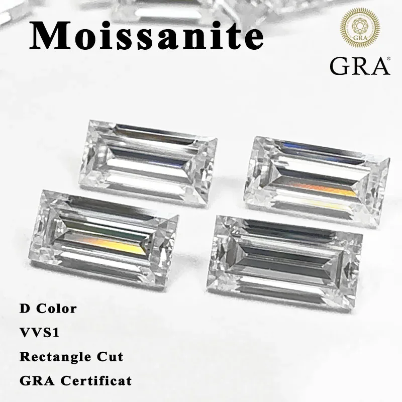 Moissanite Loose Stones D Color VVS1 Rectangle Cut Gemstone Lab Grown Moissanite Diamonds for Diy Jewelry Making Certificate
Moissanite Loose Stones D Color VVS1 Rectangle Cut Gemstone Lab Grown Moissanite Diamonds for Diy Jewelry Making Certificate