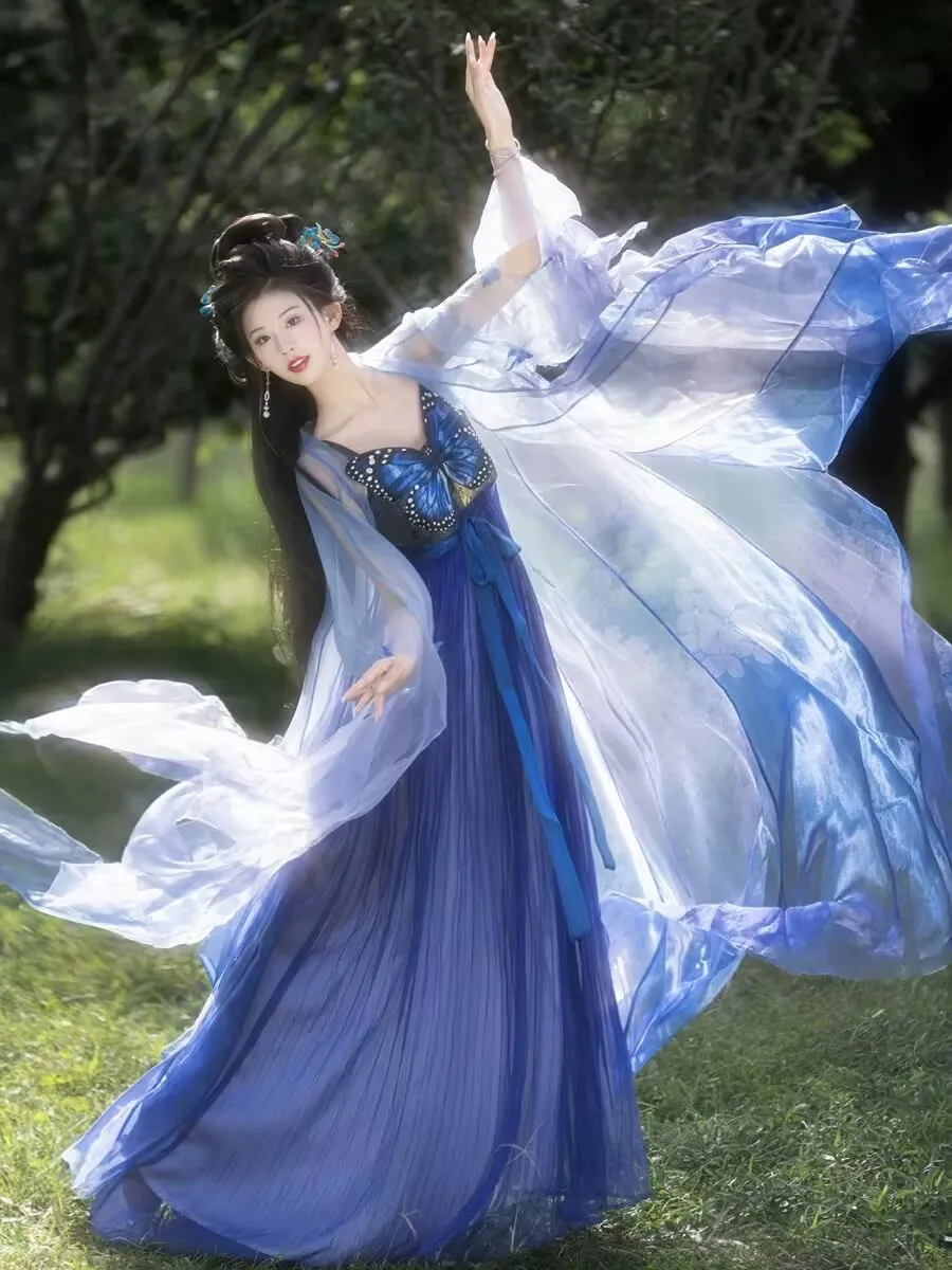 Chinese Hanfu Dress Women Embroidery Blue Butterfly Hanfu Carnival Fairy Cosplay Costume Tang Dynasty Hanfu Wedding Party Dress
Chinese Hanfu Dress Women Embroidery Blue Butterfly Hanfu Carnival Fairy Cosplay Costume Tang Dynasty Hanfu Wedding Party Dress