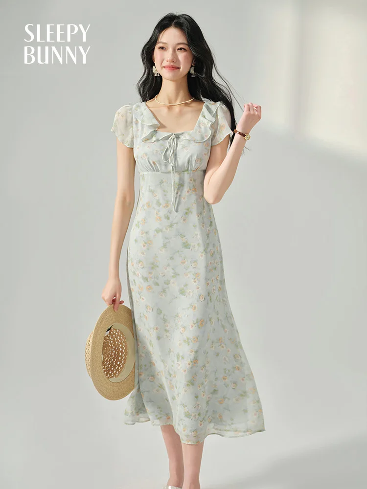 Sweet Floral Ruffle Chiffon Dress Women Elegant French Style Summer Maxi Dress Fit Square Neck High Waist Vacation Long Dress
Sweet Floral Ruffle Chiffon Dress Women Elegant French Style Summer Maxi Dress Fit Square Neck High Waist Vacation Long Dress