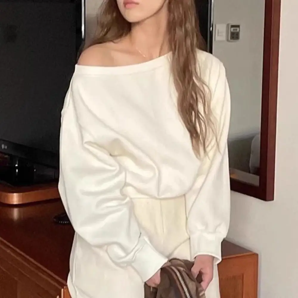 Chic Retro Long Sleeve T Shirt Loose Solid Color Off Shoulder Blouse Casual Stylish Autumn Hoodie Crop Top Streetwear
Chic Retro Long Sleeve T Shirt Loose Solid Color Off Shoulder Blouse Casual Stylish Autumn Hoodie Crop Top Streetwear