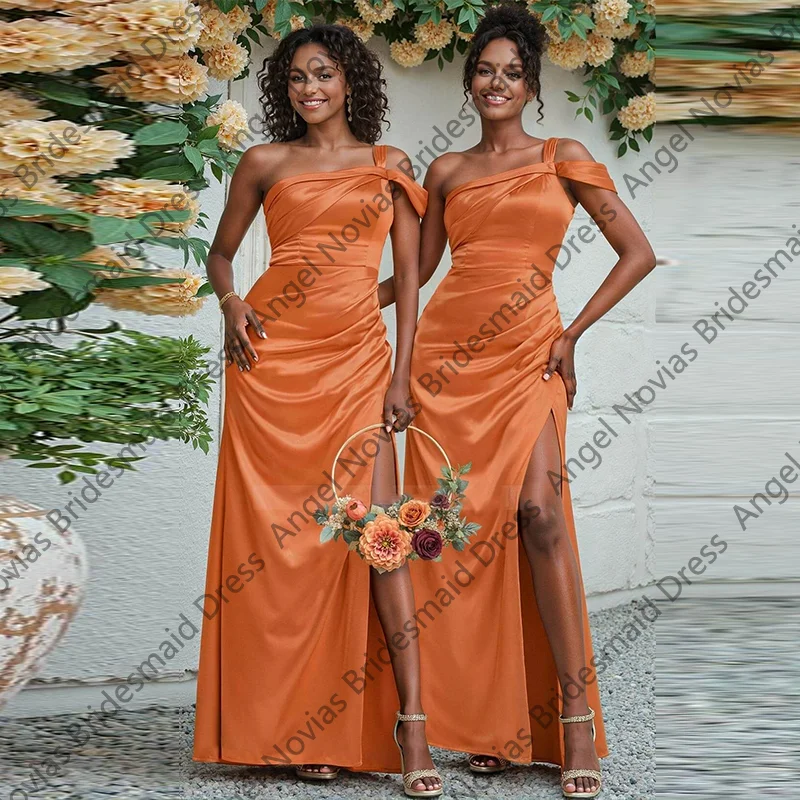 Customized Long Sheath Orange Bridesmaid Dresses 2025 One Shoulder Wedding Guest Party Gowns vestido de madrinha de casamento
Customized Long Sheath Orange Bridesmaid Dresses 2025 One Shoulder Wedding Guest Party Gowns vestido de madrinha de casamento