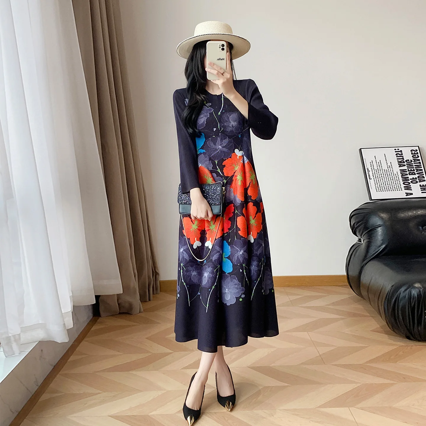 Miyake Pleated Dress 2025 Spring and Autumn New Printing Loose Large Size Thin Fashion Long-sleeved Spring Skirt Pleated
Miyake Pleated Dress 2025 Spring and Autumn New Printing Loose Large Size Thin Fashion Long-sleeved Spring Skirt Pleated