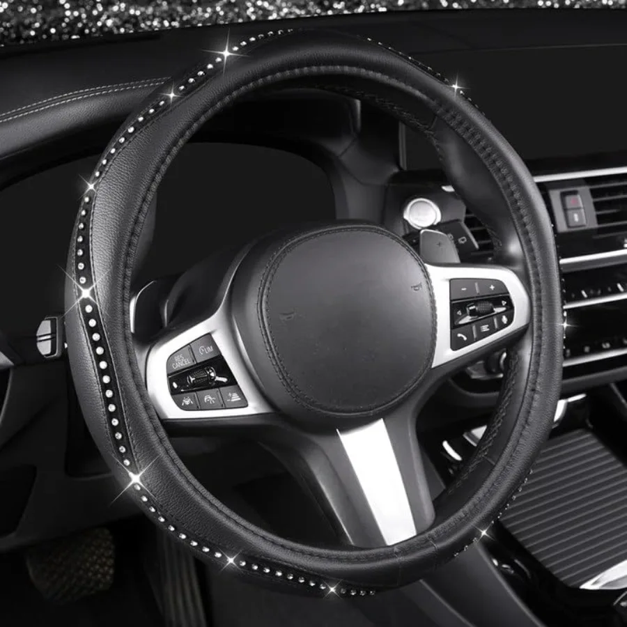 Bling Steering Wheel Cover - Crystal Studded Rhinestone Non-Slip Breathable Design for Women/Girls, Universal Fit 4.5-5 Inch Bl
Bling Steering Wheel Cover - Crystal Studded Rhinestone Non-Slip Breathable Design for Women/Girls, Universal Fit 4.5-5 Inch Bl