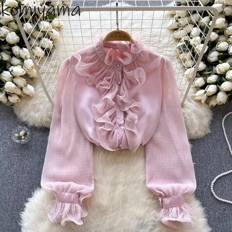 Pleated Ruffles Shirts & Blouses Spring Autumn Woman Blusas Puff Long Sleeve Ropa Mujer 2025 New Camisas Women Clothing 
Pleated Ruffles Shirts & Blouses Spring Autumn Woman Blusas Puff Long Sleeve Ropa Mujer 2025 New Camisas Women Clothing