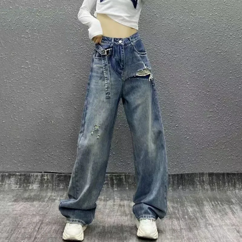 High end new bule high waisted straight leg pants loose and slimming floor pants heavy-duty hot stamping jeans for women
High end new bule high waisted straight leg pants loose and slimming floor pants heavy-duty hot stamping jeans for women