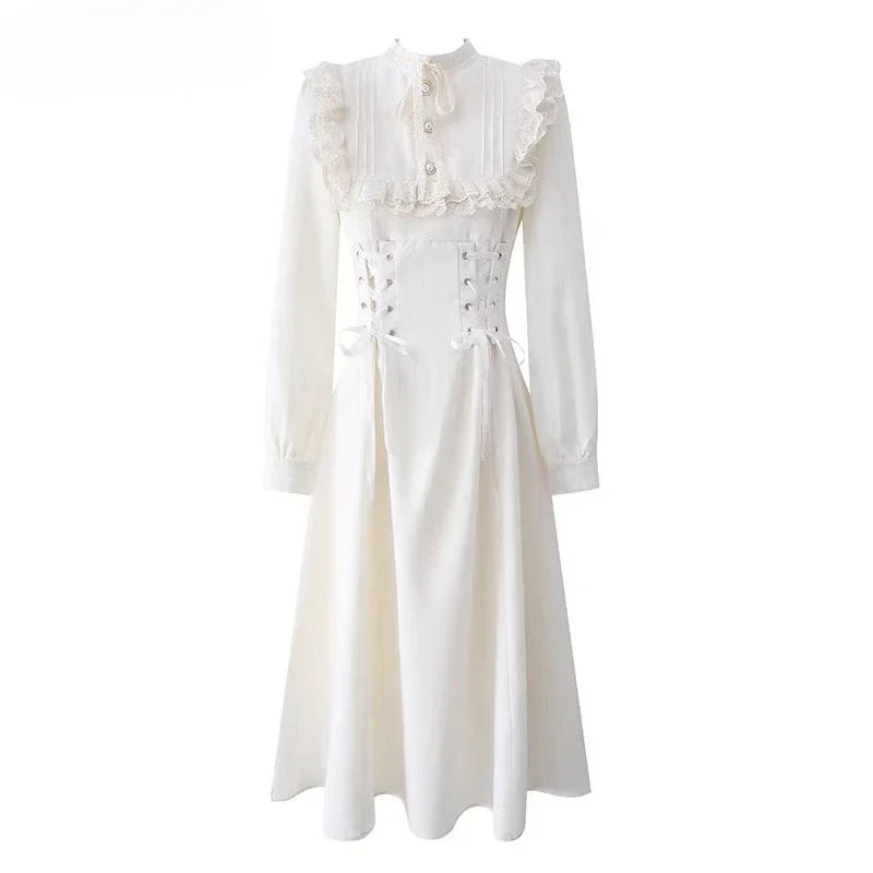 French Elegant Lace Long Sleeve Dress Women Hight Waist Slim Vintage Midi Dress Office Lady Gothic One Piece Dress Korean Y2k
French Elegant Lace Long Sleeve Dress Women Hight Waist Slim Vintage Midi Dress Office Lady Gothic One Piece Dress Korean Y2k