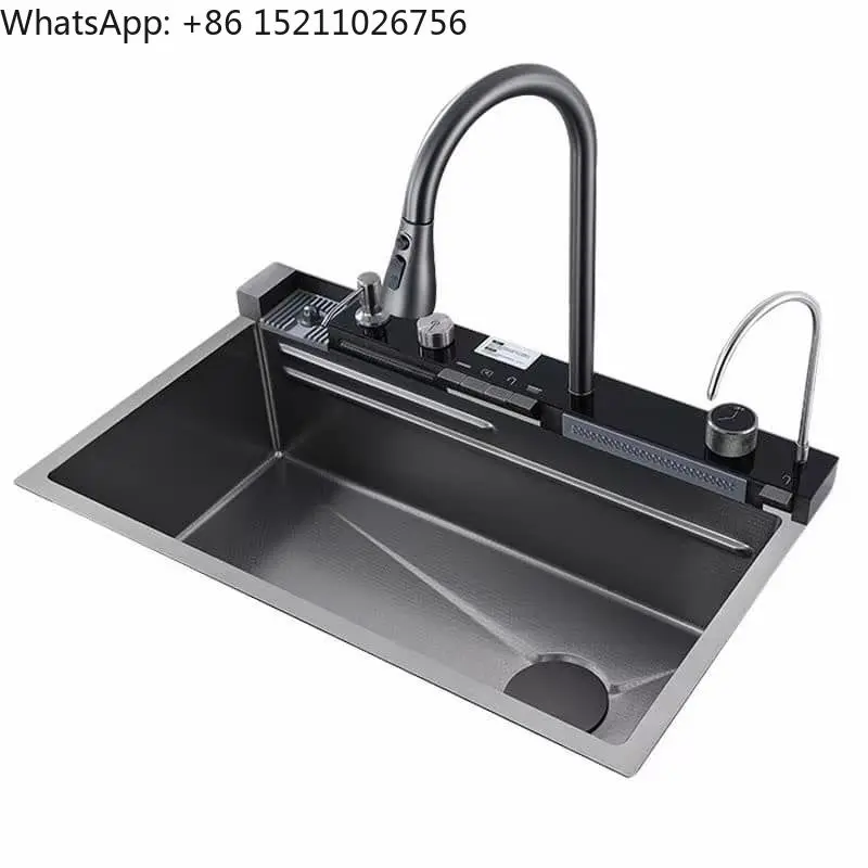 Hot Cellular Nanoscale Stainless Steel Kitchen Sink and Cascade Faucet, With Central Control Display, Faucet Free Stretch
Hot Cellular Nanoscale Stainless Steel Kitchen Sink and Cascade Faucet, With Central Control Display, Faucet Free Stretch