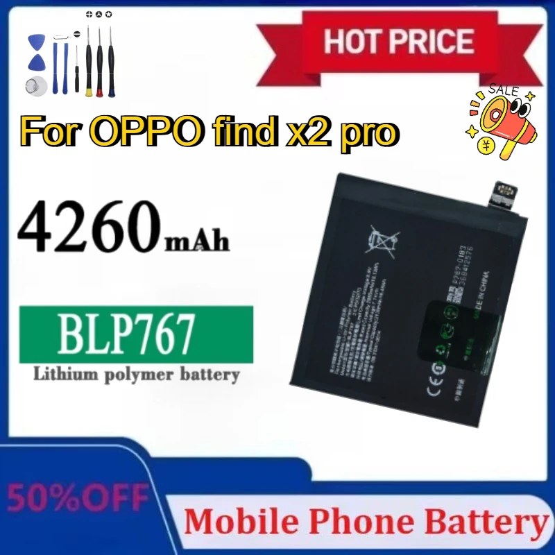 Новый сменный аккумулятор для мобильного телефона BLP767 для OPPO Find X2 Pro X2Pro, аккумуляторы для мобильных телефонов с инструментами
Новый сменный аккумулятор для мобильного телефона BLP767 для OPPO Find X2 Pro X2Pro, аккумуляторы для мобильных телефонов с инструментами