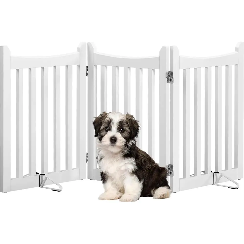 3-Panel Wooden Pet Gate with 2 Support Feet, White, 24 High for Indoor Use, Stairs, Doorways, and Halls
3-Panel Wooden Pet Gate with 2 Support Feet, White, 24 High for Indoor Use, Stairs, Doorways, and Halls