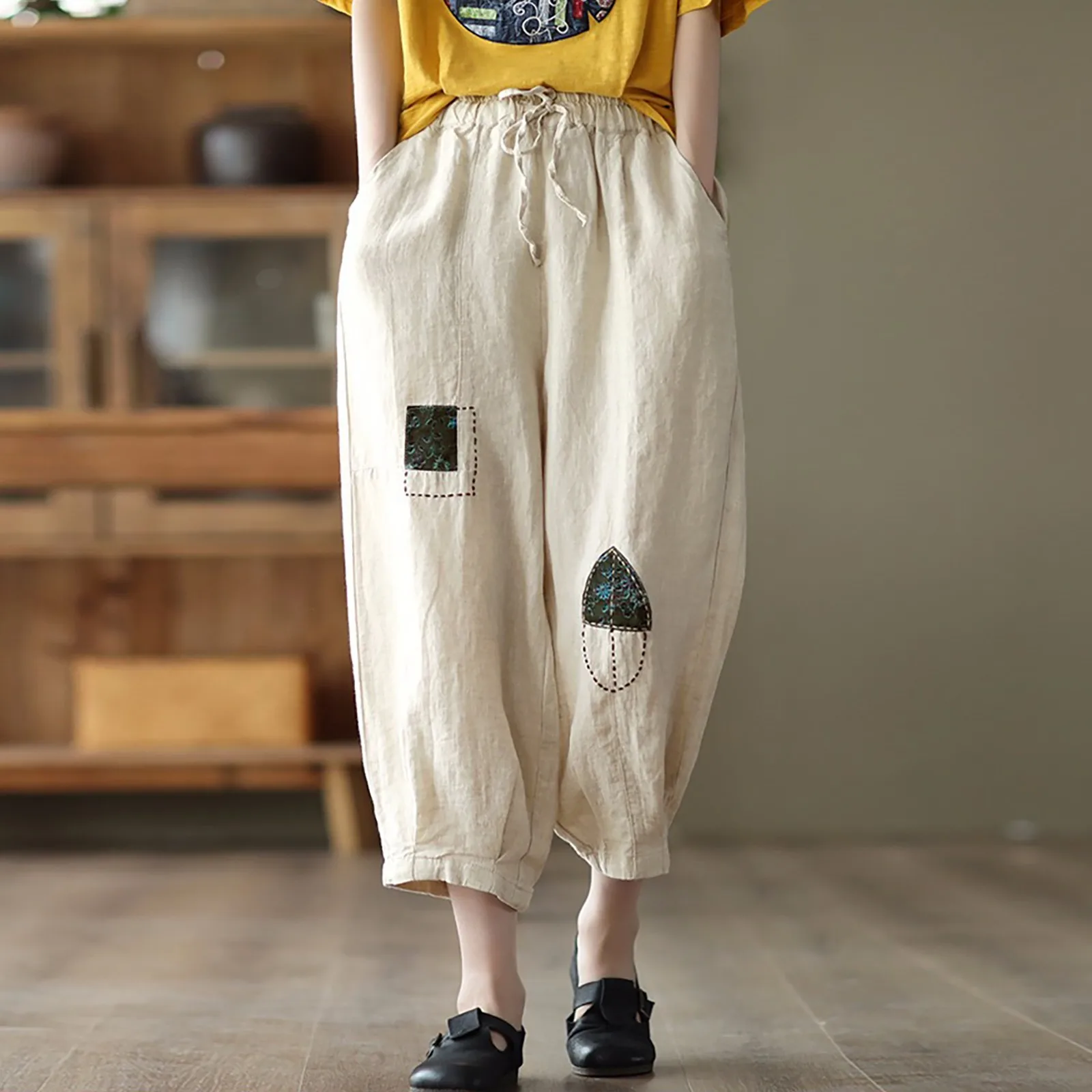 Linen Pants Women'S Harlan Leggings Summer Autumn Retro Cropped Trousers Oversized High Waist Green Bloomers Straight Bottoms
Linen Pants Women'S Harlan Leggings Summer Autumn Retro Cropped Trousers Oversized High Waist Green Bloomers Straight Bottoms