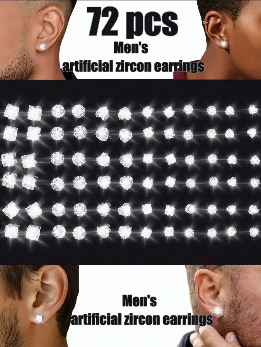 72 Pcs Mens Artificial Zircon Stud Earrings Geometric Circle Square Heart Minimalist Punk Party Festival
72 Pcs Mens Artificial Zircon Stud Earrings Geometric Circle Square Heart Minimalist Punk Party Festival