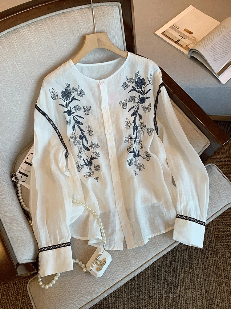 Korean Style Long Sleeve Embroidered Patchwork Shirt Lightweight Breathable Women's Fashionable Versatile Summer Top
Korean Style Long Sleeve Embroidered Patchwork Shirt Lightweight Breathable Women's Fashionable Versatile Summer Top