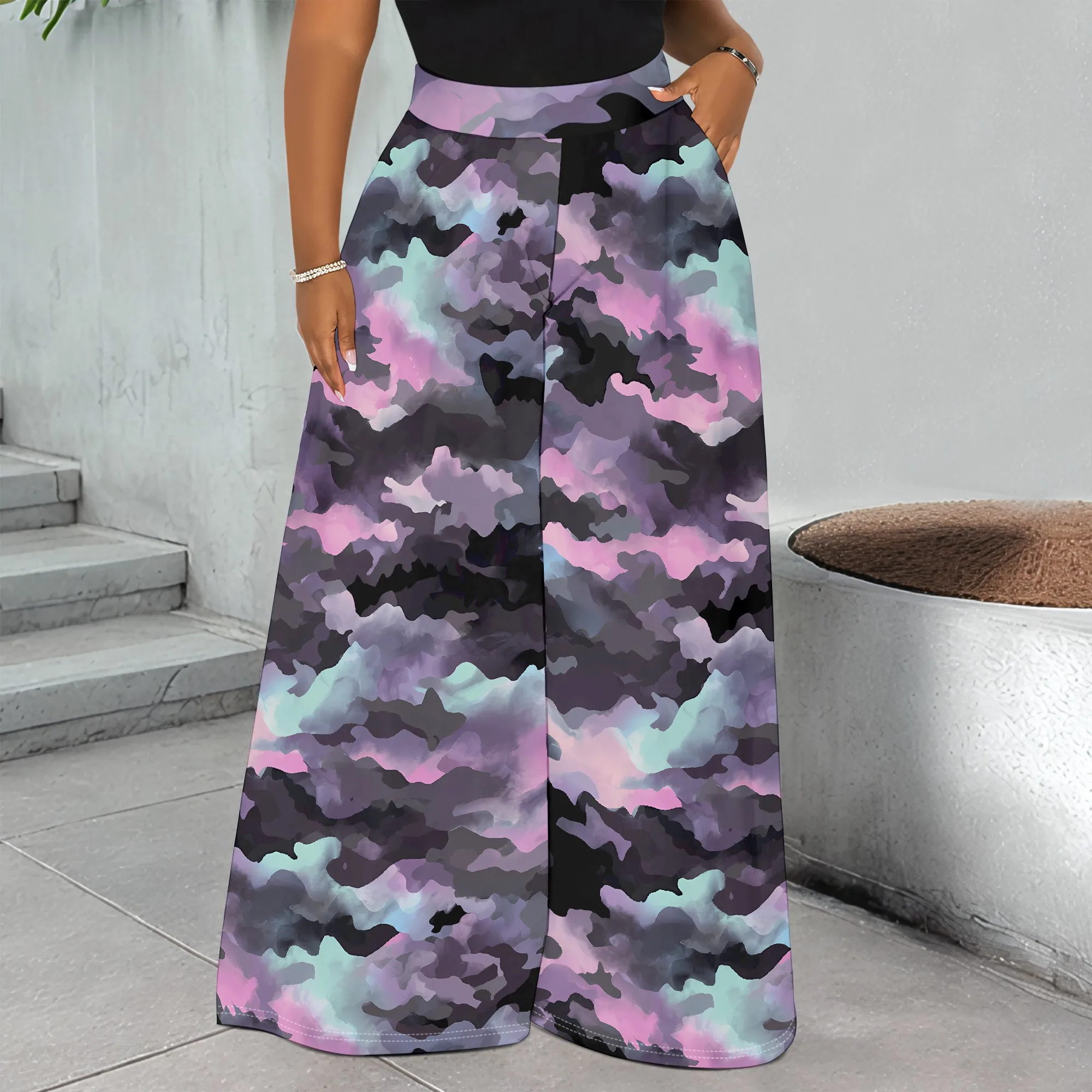 Printed Pocket Pants, Camo Print Trousers, Pastel Camo Bottoms, Wide Leg Pants for Women, S-3XL
Printed Pocket Pants, Camo Print Trousers, Pastel Camo Bottoms, Wide Leg Pants for Women, S-3XL