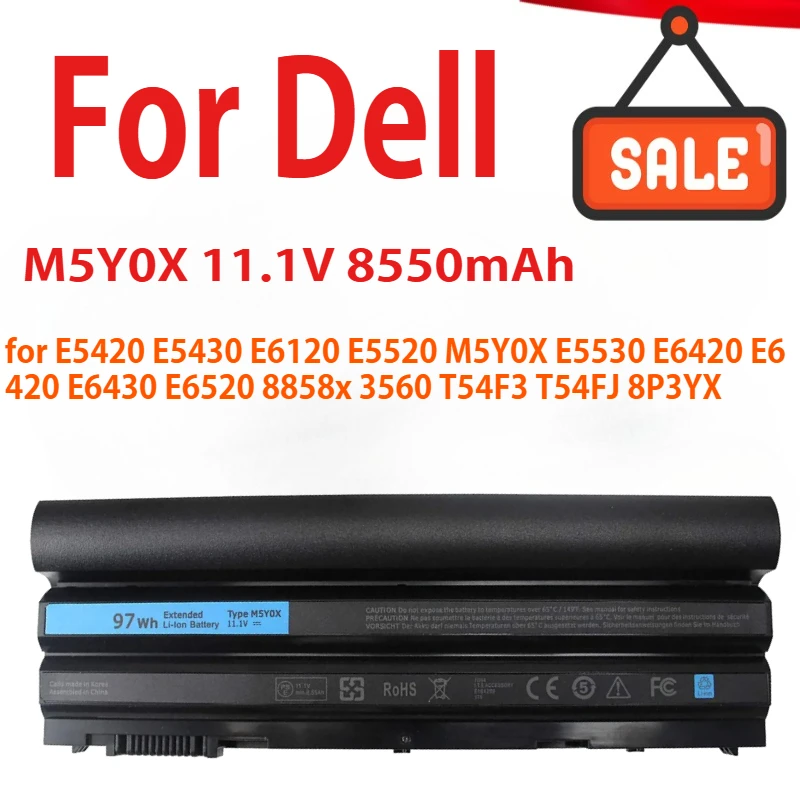 Laptop Batteries 97WH 11.1V For Dell E5420 E5430 E6120 E5520 M5Y0X E5530 E6420 E6420 E6430 E6520 8858x 3560 T54F3 T54FJ 8P3YX
Laptop Batteries 97WH 11.1V For Dell E5420 E5430 E6120 E5520 M5Y0X E5530 E6420 E6420 E6430 E6520 8858x 3560 T54F3 T54FJ 8P3YX