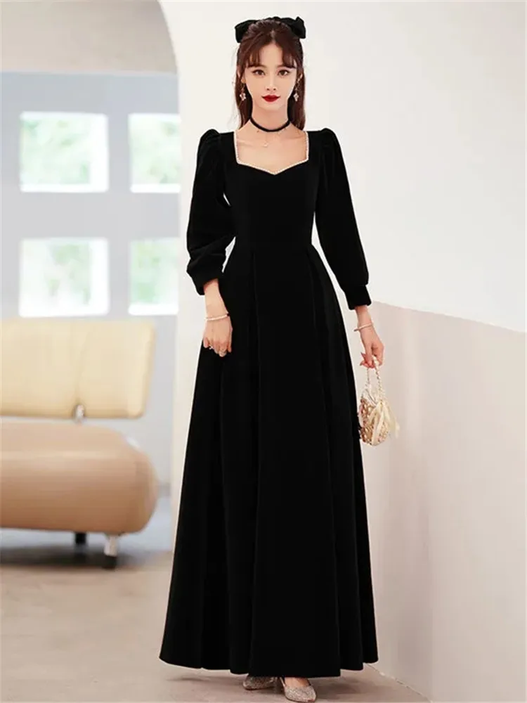 Dress Spring Autumn Solid Color Elegant Nailed Beaded Square Collar A-line Skirt Formal Occasion Dresses Women's Clothing M196
Dress Spring Autumn Solid Color Elegant Nailed Beaded Square Collar A-line Skirt Formal Occasion Dresses Women's Clothing M196