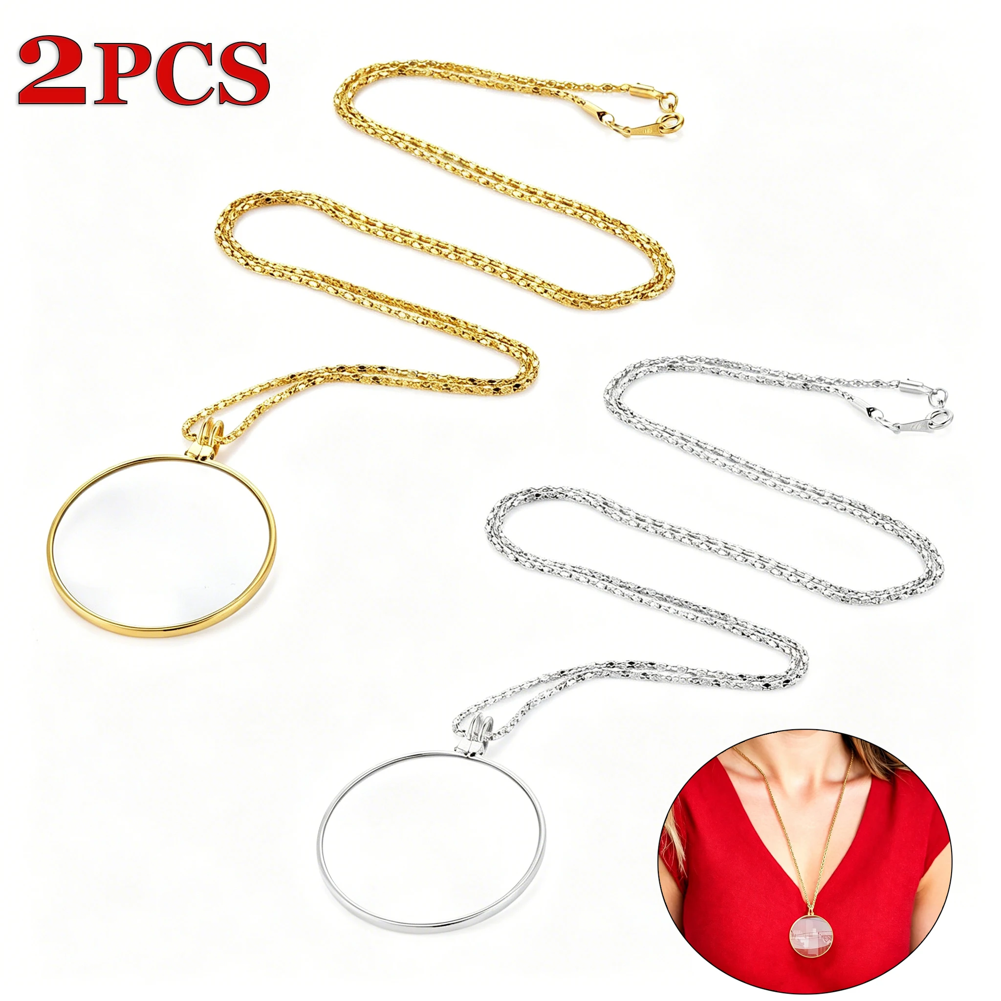 Necklace Magnifier Vintage 5X Pendant Magnifying Glass Monocle and Wearable Magnifying Glasses with Chain for Elder Reading
Necklace Magnifier Vintage 5X Pendant Magnifying Glass Monocle and Wearable Magnifying Glasses with Chain for Elder Reading