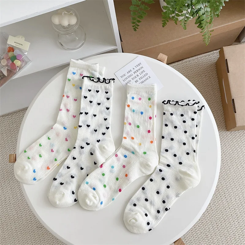 Women Socks Cotton Ruffle Spring Summer Thin Female Dot Print Mesh Socks Breathable White Lolita Cute Kawaii Harajuku Girls Gift
Women Socks Cotton Ruffle Spring Summer Thin Female Dot Print Mesh Socks Breathable White Lolita Cute Kawaii Harajuku Girls Gift