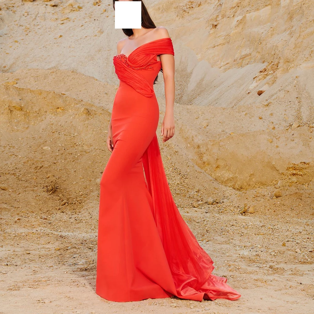 Straight Jersey Off the Shoulder Short Sleeves Floor Length Pleats Solid Color Sweep Train Crystal Dresses For Formal Occasions
Straight Jersey Off the Shoulder Short Sleeves Floor Length Pleats Solid Color Sweep Train Crystal Dresses For Formal Occasions