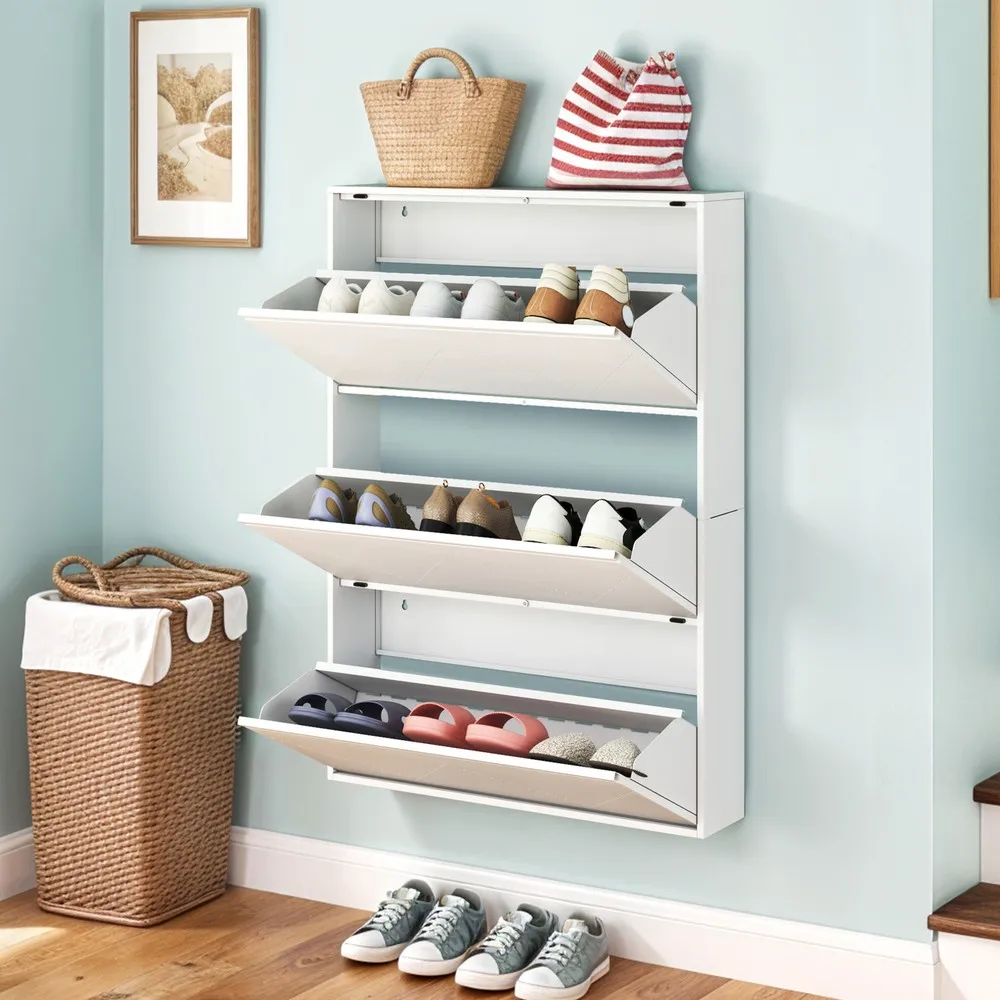 42.5" Metal Shoe Storage Cabinet 3-Drawer Flip-Down Shoe Organizer for Entryway
42.5" Metal Shoe Storage Cabinet 3-Drawer Flip-Down Shoe Organizer for Entryway