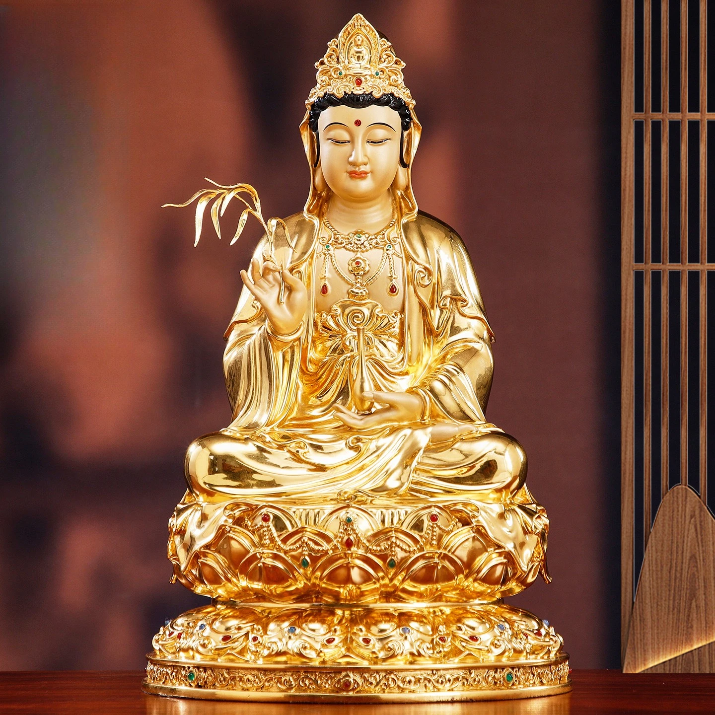 CZ pure copper gold Bodhisattva Buddha statue is dedicated to Great Mercy and Compassion statue Saha Three Sages ornament
CZ pure copper gold Bodhisattva Buddha statue is dedicated to Great Mercy and Compassion statue Saha Three Sages ornament