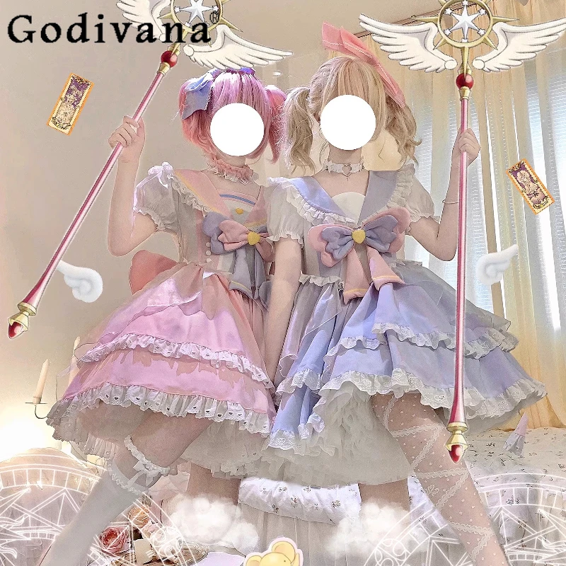 Beautiful Girl Lolita Dress Bow Design Long Sleeve Sweet Cos Clothing Costumes Women's Pink Blue Princess Cosplay Dress
Beautiful Girl Lolita Dress Bow Design Long Sleeve Sweet Cos Clothing Costumes Women's Pink Blue Princess Cosplay Dress