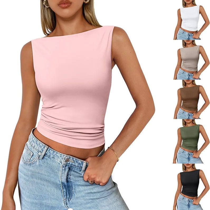 Women Y2k Summer Clothes Tank Top Cropped Solid Color Vest Pastel Pink Ruched Waist Sleeveless Top White Slim Fit Camisole
Women Y2k Summer Clothes Tank Top Cropped Solid Color Vest Pastel Pink Ruched Waist Sleeveless Top White Slim Fit Camisole