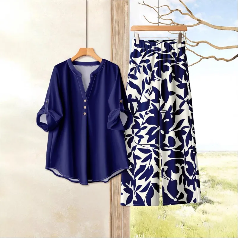 Spring Summer New Print Casual Shirt Two Piece Outfits Women Fashion O Neck Button Elegant Loose Office Party 2 Pieces Set
Spring Summer New Print Casual Shirt Two Piece Outfits Women Fashion O Neck Button Elegant Loose Office Party 2 Pieces Set
