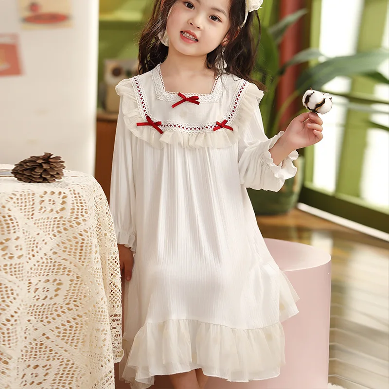 Girls Nightdress Spring and Autumn Thin Princess Style Dress Girl Palace Style Home Dress Modal Girls Pajamas
Girls Nightdress Spring and Autumn Thin Princess Style Dress Girl Palace Style Home Dress Modal Girls Pajamas