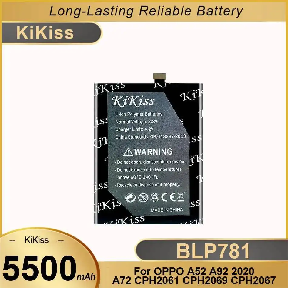 Mobile Phone Battery 5500Mah High Performance BLP781 Premium Replacement For Oppo A52 A92 2020 A72 CPH2061 CPH2069 CPH2067
Mobile Phone Battery 5500Mah High Performance BLP781 Premium Replacement For Oppo A52 A92 2020 A72 CPH2061 CPH2069 CPH2067
