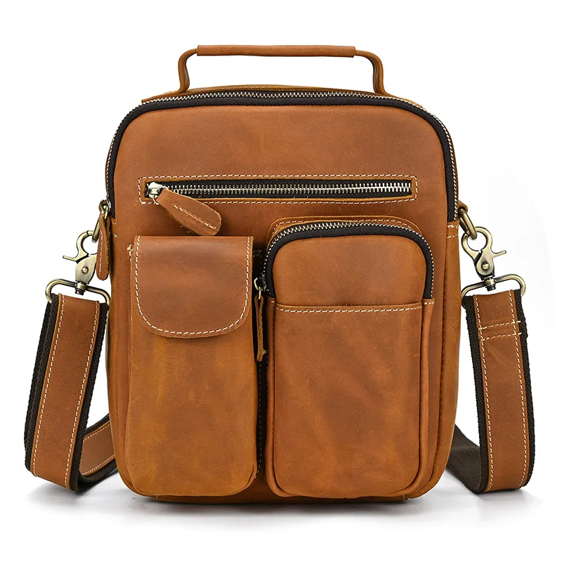 Men Vintage Crazy Horse Leather Shoulder Bag, Top Grain Cowhide Casual Crossbody & Handheld Genuine Leather Handbag
Men Vintage Crazy Horse Leather Shoulder Bag, Top Grain Cowhide Casual Crossbody & Handheld Genuine Leather Handbag